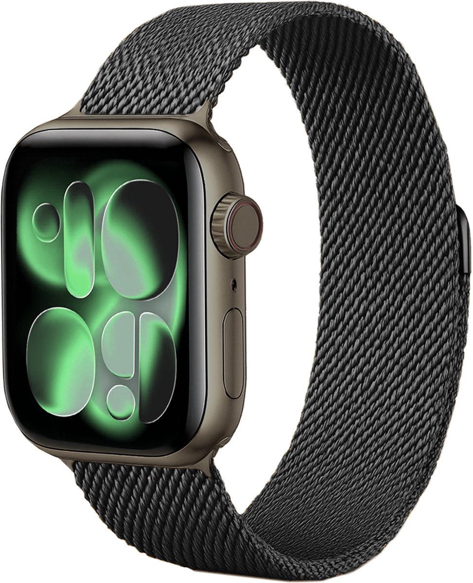 Milanees Bandje Geschikt voor Apple Watch 42/44/45 mm Milanees Bandje - Band Geschikt voor Apple Watch 42/44/45 mm Met Magneetsluiting - Zwart