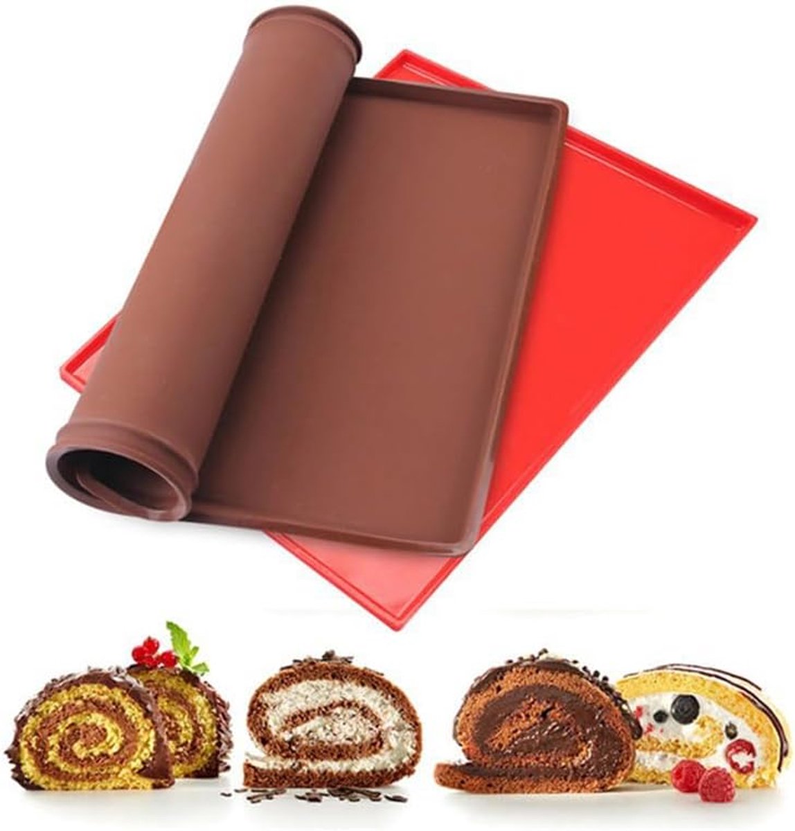 2-DELIJGE SILICONE BAKKERMATTEN – NON-STICK – GROTE SWISS ROL MAT – VOOR KOEKJES/BAKKEN/KOKEN