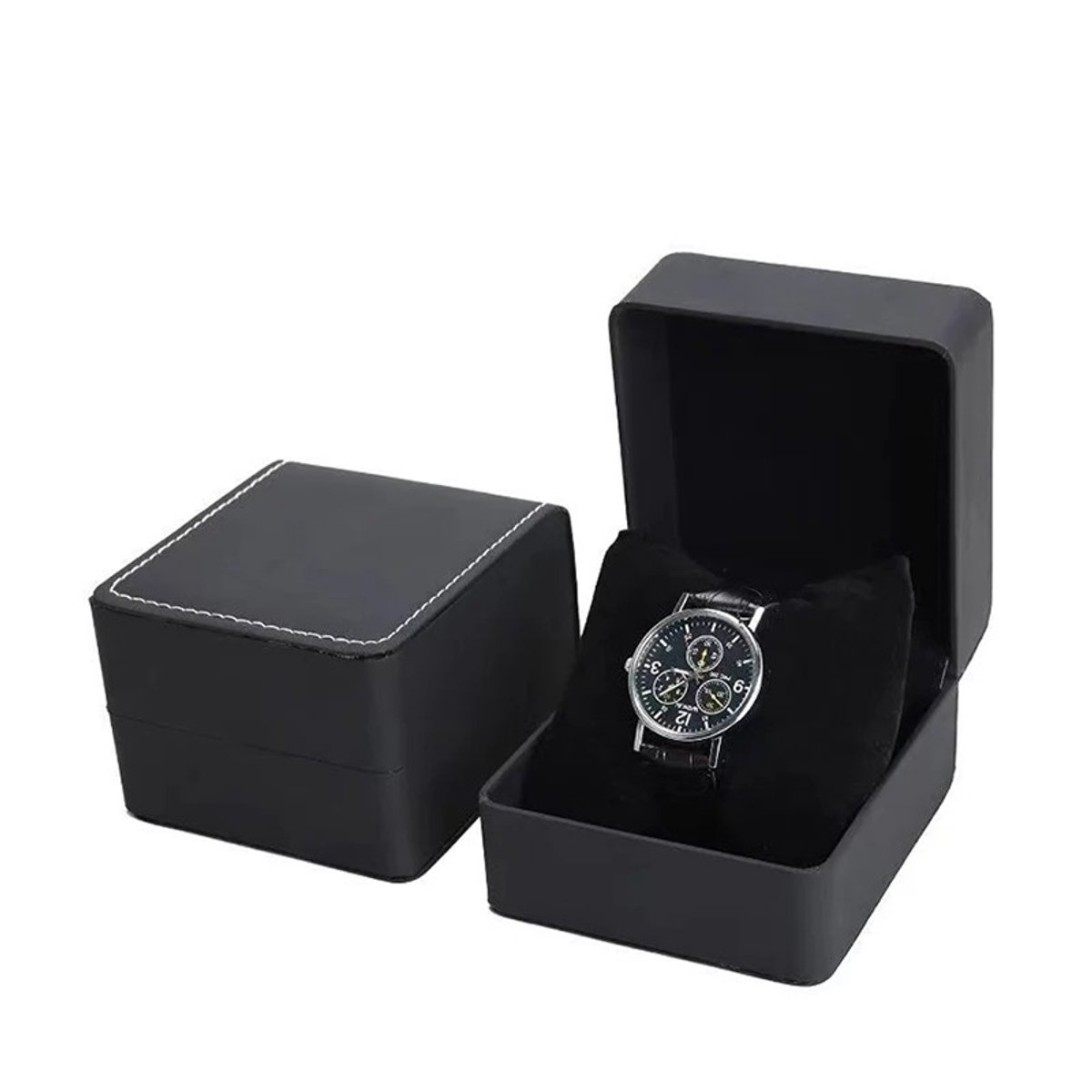 Luxe Horloge Box - PU Leer - Velvet Binnenkant - Cadeaudoos - Zwart