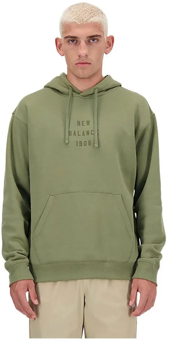 New Balance Iconic Collegiate Graphic Hoodie L Man Darkolive