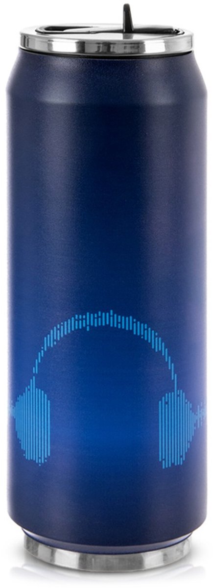 Orion Thermosbeker - Blauw - Staal - 500 ml - Inclusief Rietje