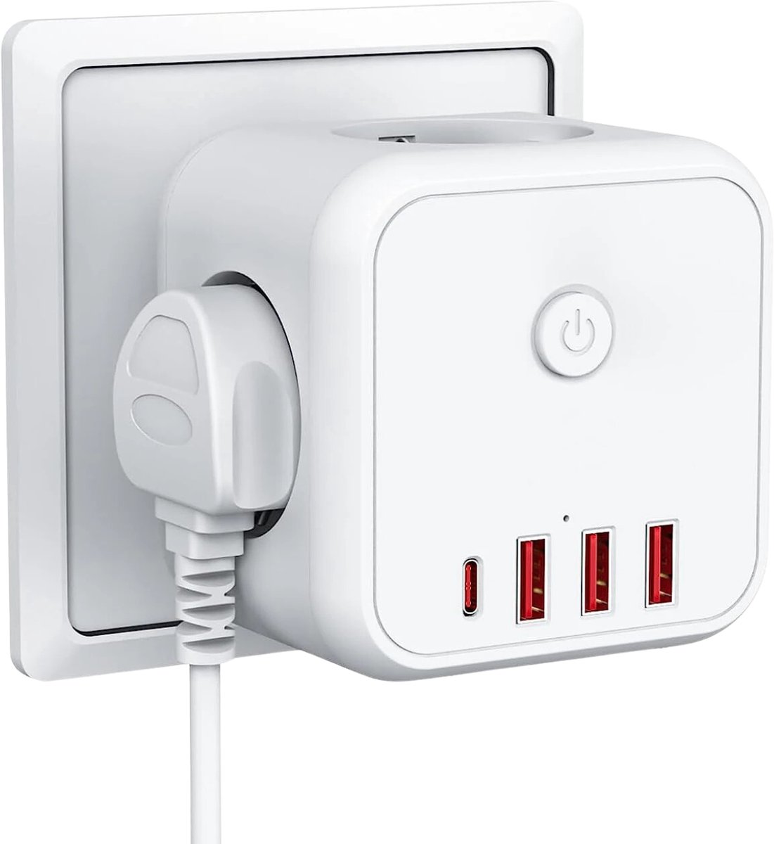 Oneproduct Stekkerdoos Powercube met USB en USB-C - 3x Stopcontact - Aan/Uit Schakelaar