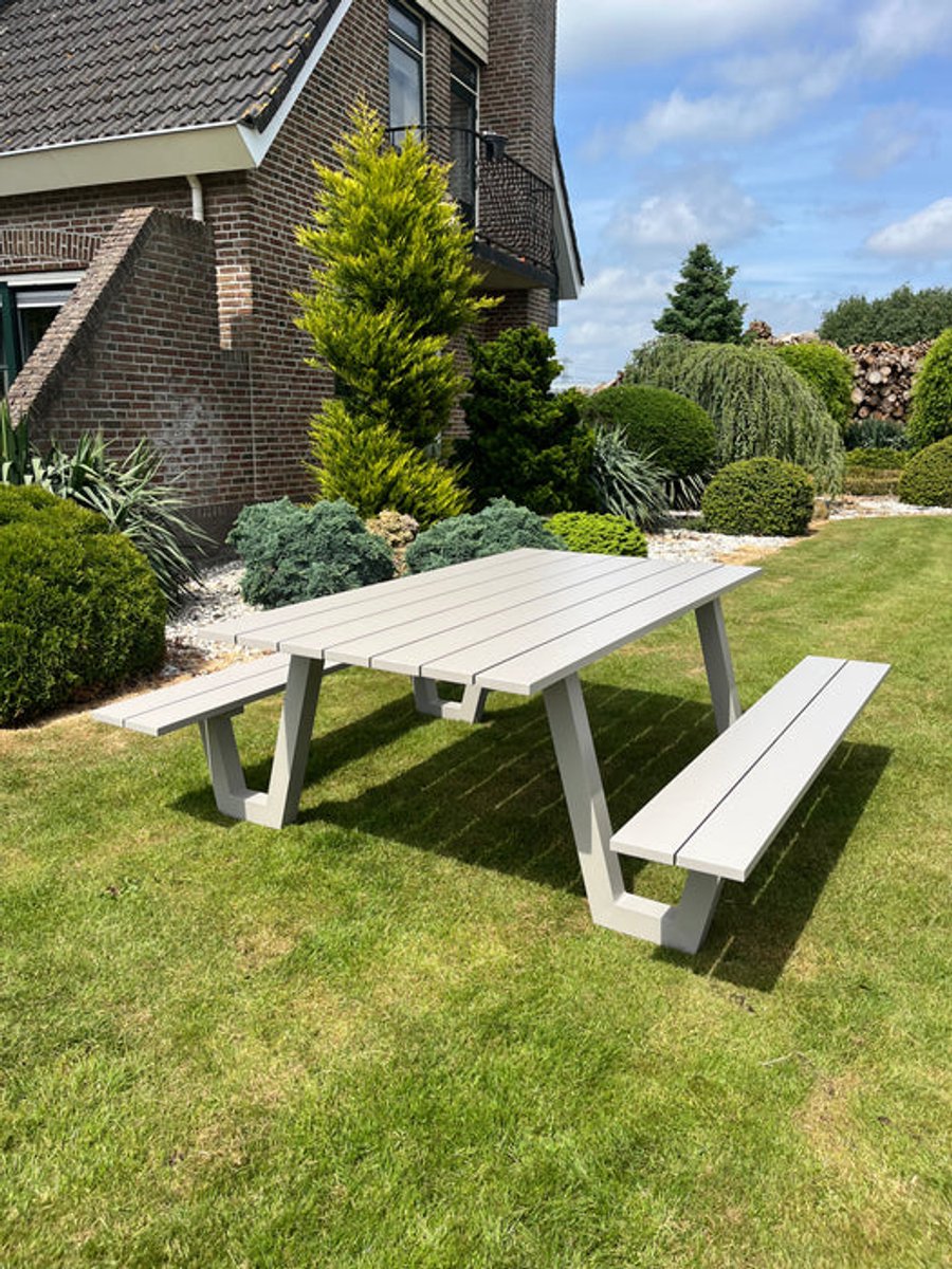 Picknicktafel London - Lichtgrijs - Aluminium - 180cm