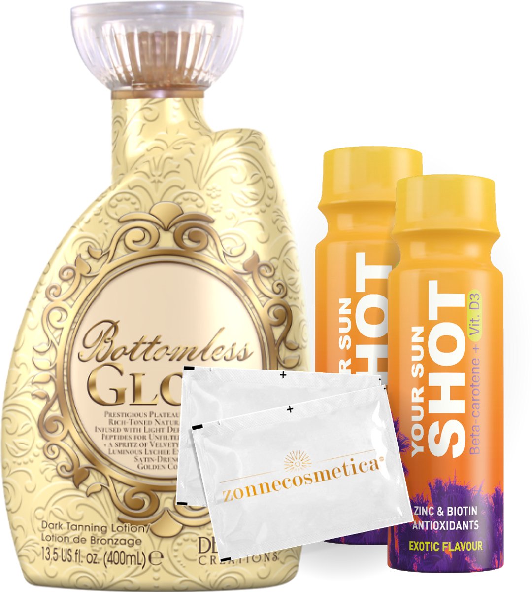 Devoted Creations - Bottomless Glow +2 Your Sun Shots + 2 Verfrissingsdoekjes