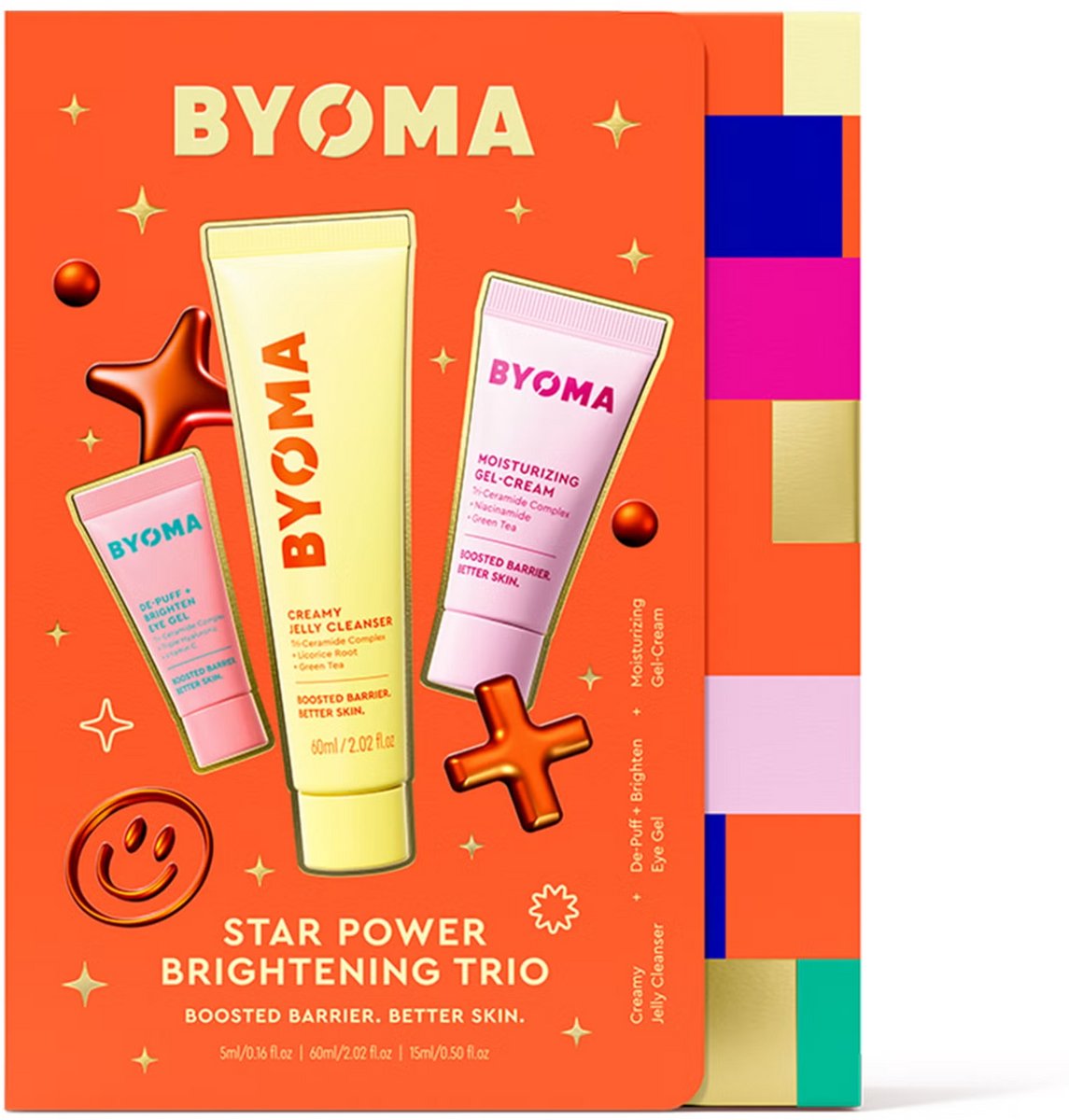 BYOMA Star Power Brightening Trio – Limited Skincare Set – Cleanser 30ml + Gel Cream 15ml + Eye Gel 5ml – Hydraterend & Glow Boost – Voor Alle Huidtypes