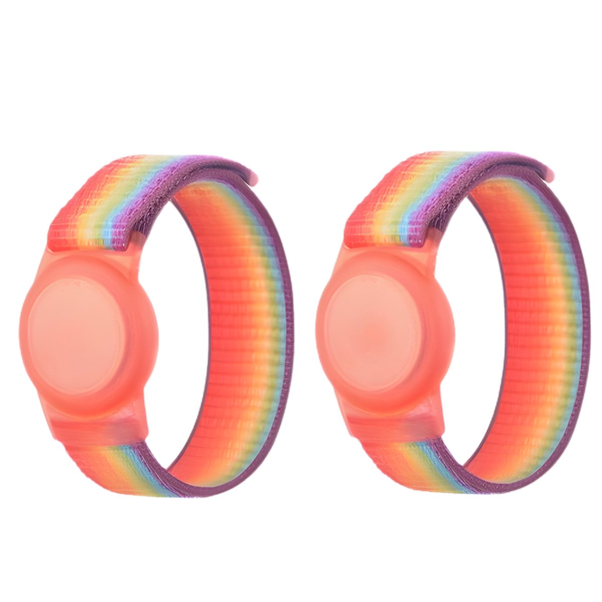 Knaak Polsbandje geschikt voor Apple AirTag - 2-Pack - Siliconen Armband - 22 cm - Regenboog
