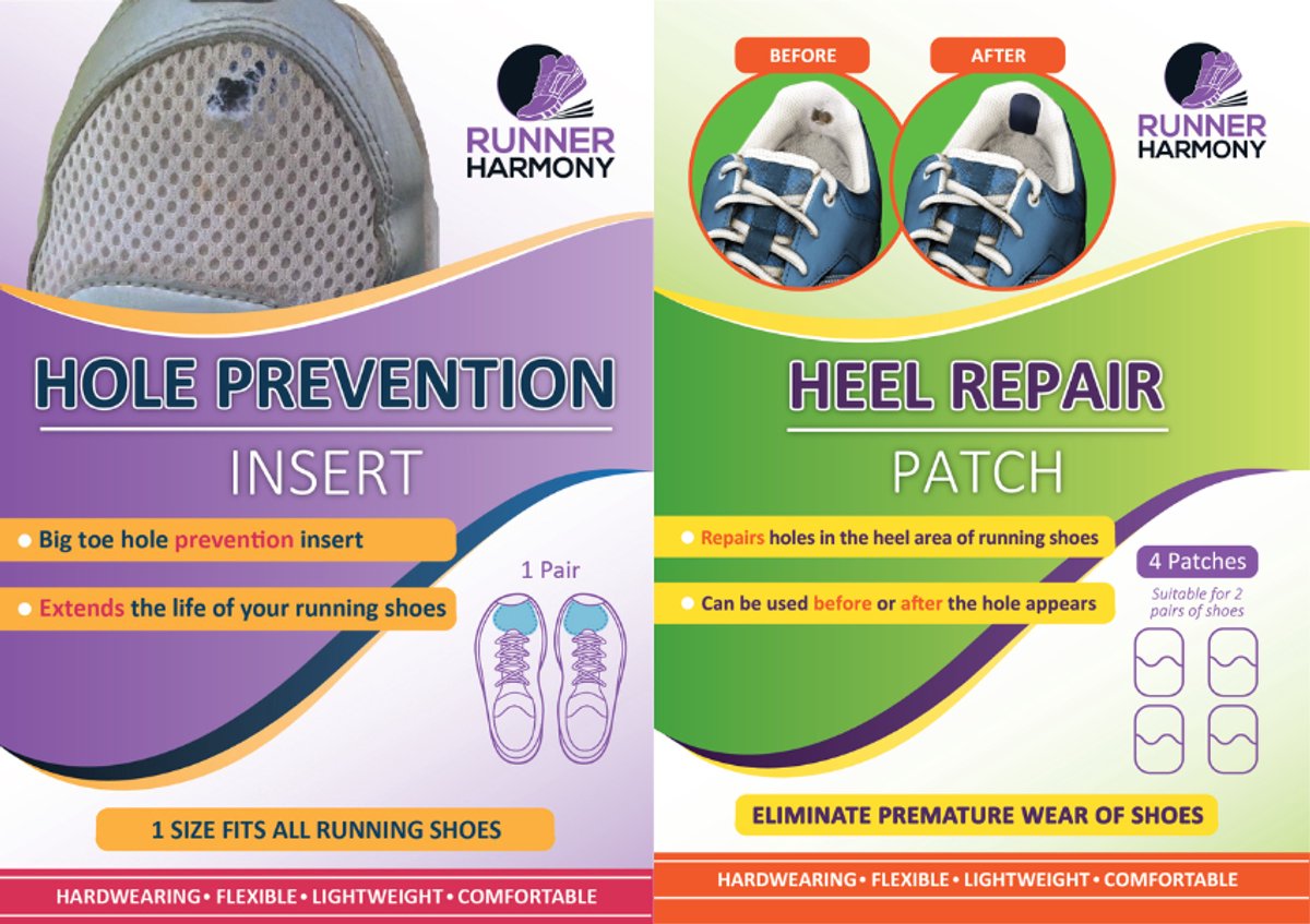 Runner Harmony | Shoe Repair Kit | Toe Hole Prevention & Heel Repair | Combi Deal
