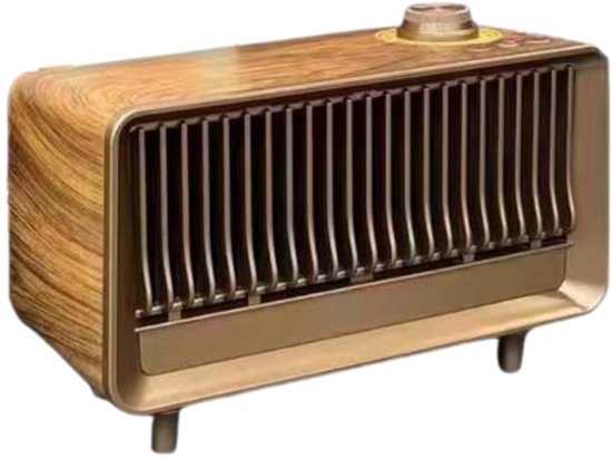 Retro Bluetooth Speaker 10W Dual Mono, FM Radio, TWS, Bluetooth 5.4, Vintage Wood & Bronze Design, AUX, USB, TF-kaart