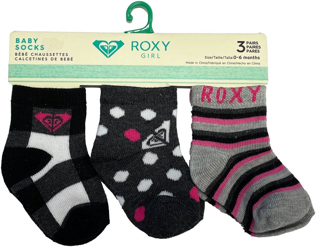 Pack 3 Calcetines Bebé Roxy Inside Spark Logo 66092t Veelkleurig 0-6 Meses Multicolor