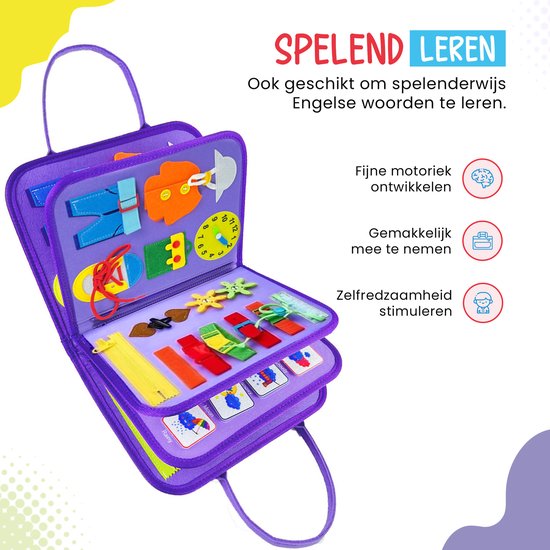 Montessori Activiteiten Boek - Uitgebreide Busy Board - Motoriek Map voor Thuis en Onderweg - Perfect voor op Vakantie - Activiteitenboek - Vaardigheden Kinderen - Educatieve speelgoed - Zeemeermin Paars van Merkloos — afbeelding 2