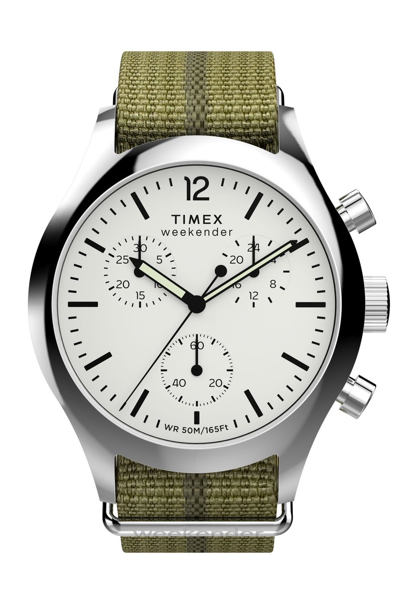 Timex Timex Weekender New England Chronograph Quartz Chronograaf Horloge Groen Kast: 100% Roestvrij Staal | Armband 100% Recyclebaar Materiaal 40 mm TW2Y15700AJ, TW2Y15800AJ