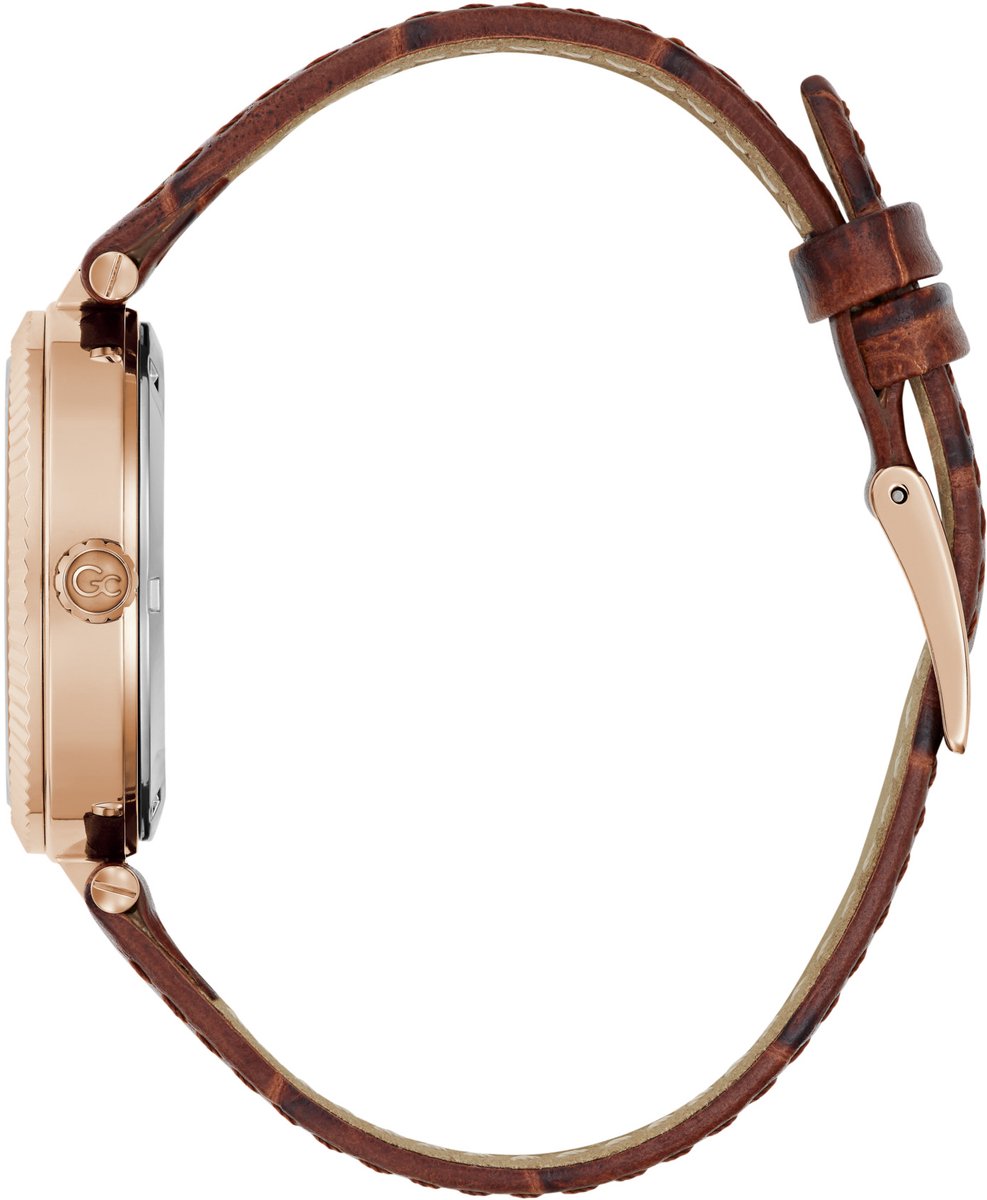 Gc Gc Flair Quartz Day Date Watch Rosé Gouden Tint Case: 100% Roestvrij Staal | Armband: 100% Echte Leren 34 mm Z01020L9MF