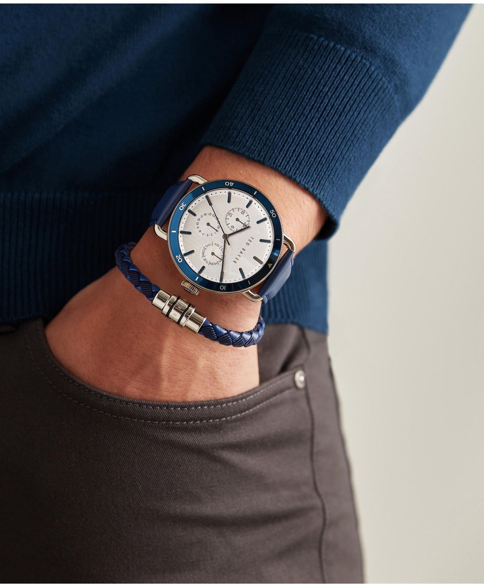 Ted Baker Margarit Quartz Analoog Horloge Blauw Case: 100% Stainless Steel | Armband: 100% Leather 46 mm BKG0289009I