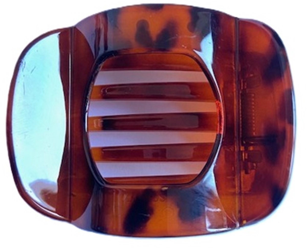 1 stuks 7cm platte glans Havanna haarklem voor vrouwen, gebogen glans haarklem, sterke haarklem met klauwen, lichtgewicht en comfortabel, antislip, voor dik en dun haar