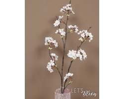 Let's Bloøm - Zijden Kunst Bloesem Tak Wit |107 cm | Per Stuk | Realistisch | Appelbloesem | Volume korting | zijden tak | zijden bloemen | Kunst bloem |Kunst tak |