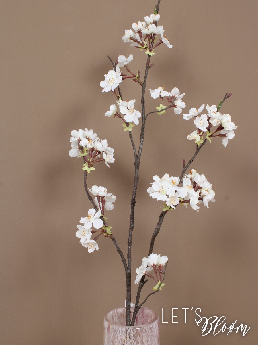 Let's Bloøm Zijden Kunst Bloesem Tak Wit |107 cm | Per Stuk | Realistisch | Appelbloesem | zijden tak | zijden bloemen | Kunst bloem |Kunst tak