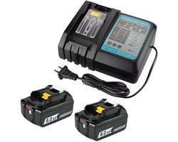 2 Pakketten 8000mAh Vervangingsbatterij voor Makita 18V-batterijen, snellader compatibel met Makita 18V Li-ion-batterij, Lithium-Ion-batterij voor Makita 18V elektrisch gereedschap