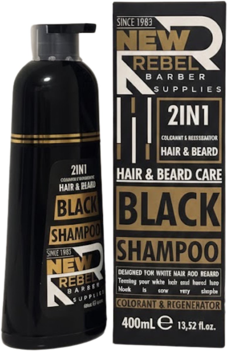 New Rebel Black Shampoo - 2-in-1 Haar & Baard - Zwarte Kleurshampoo - 400 ml