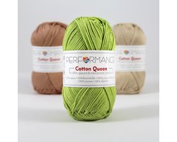5 bollen effen haakgaren groen (134) - Cotton Queen uni - gemerceriseerde 100% katoen - breigaren