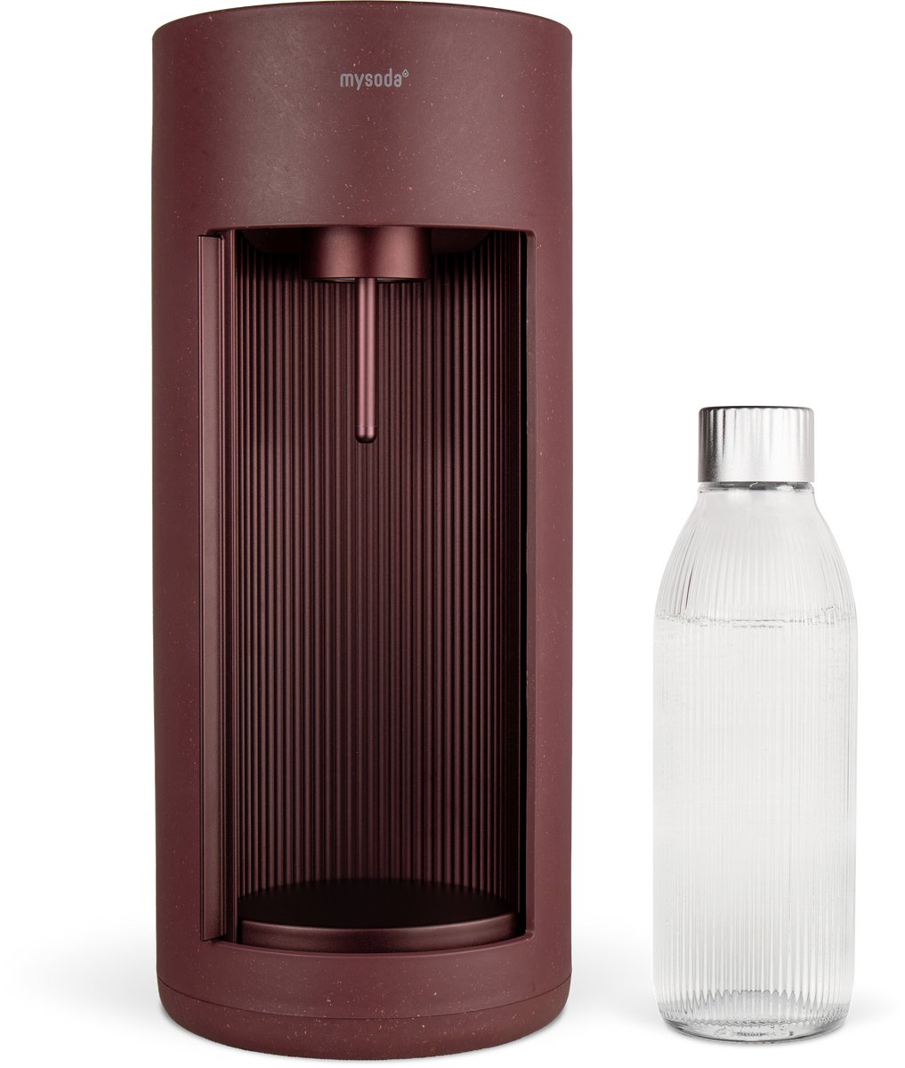 Mysoda Glassy Beetroot- design bruiswatertoestel gemaakt van ecologisch biocomposiet & aluminium - incl 1 glazen fles