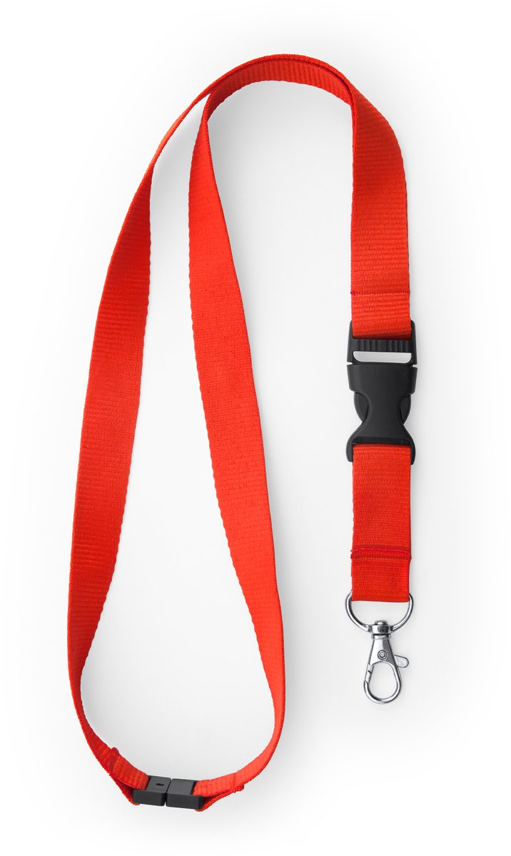 50 Keycord/lanyard koord - Rood - met sleutelhanger - 55 cm