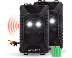 Wonact Marterverjager Auto 12V – 2 Stuks – Steenmarter Verjager Huis – Anti Marter - Muizenverjager - Auto, Huis, Tuin - 3 Stroomvoorzieningen (USB/AA Batterijen/DC-12V)