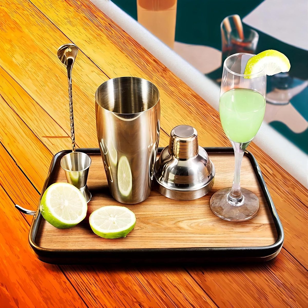 1 set（6stuks）- Cocktailsets - Professionele Cocktail Shaker Set - Complete 6-delige Thuisbar Kit voor Beginners en Experts - Zilver — cadeau in Kookcadeaus - foto 2