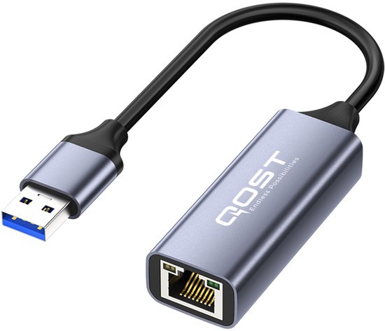 Foto: Qost usb 3 0 naar ethernet adapter usb a naar internet poort 10 100 1000 mbps gigabit spacegrey