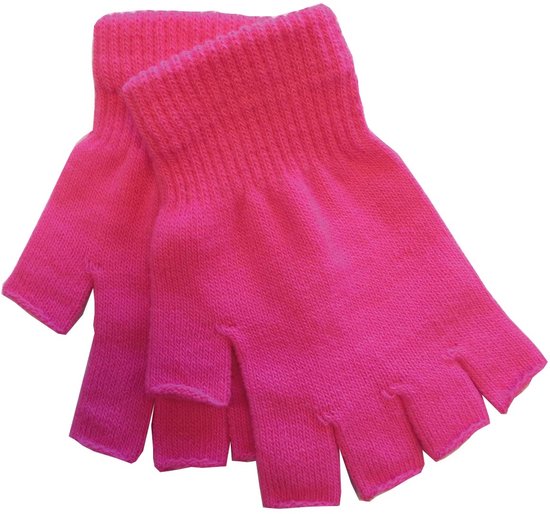 Fluo Roze Vingerloze Handschoenen – Feest accessoires Volwassenen – Carnaval & Themafeesten - Roze handschoenen