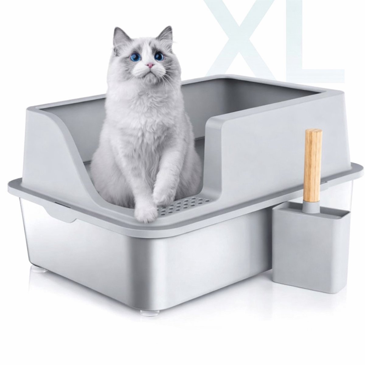 Quapas! Kattenbak RVS wit | De Huisdiersuper