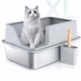 Grote Kattenbak van Roestvrij Staal, Open XXL Kattenbak, Metalen