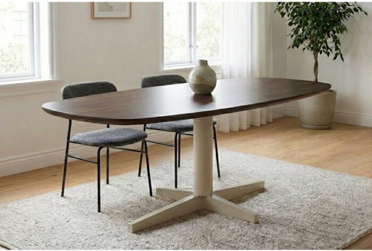MySons Eettafel Libra Deens ovaal mangohout 190x90 cm - Poot Beige - Walnoot