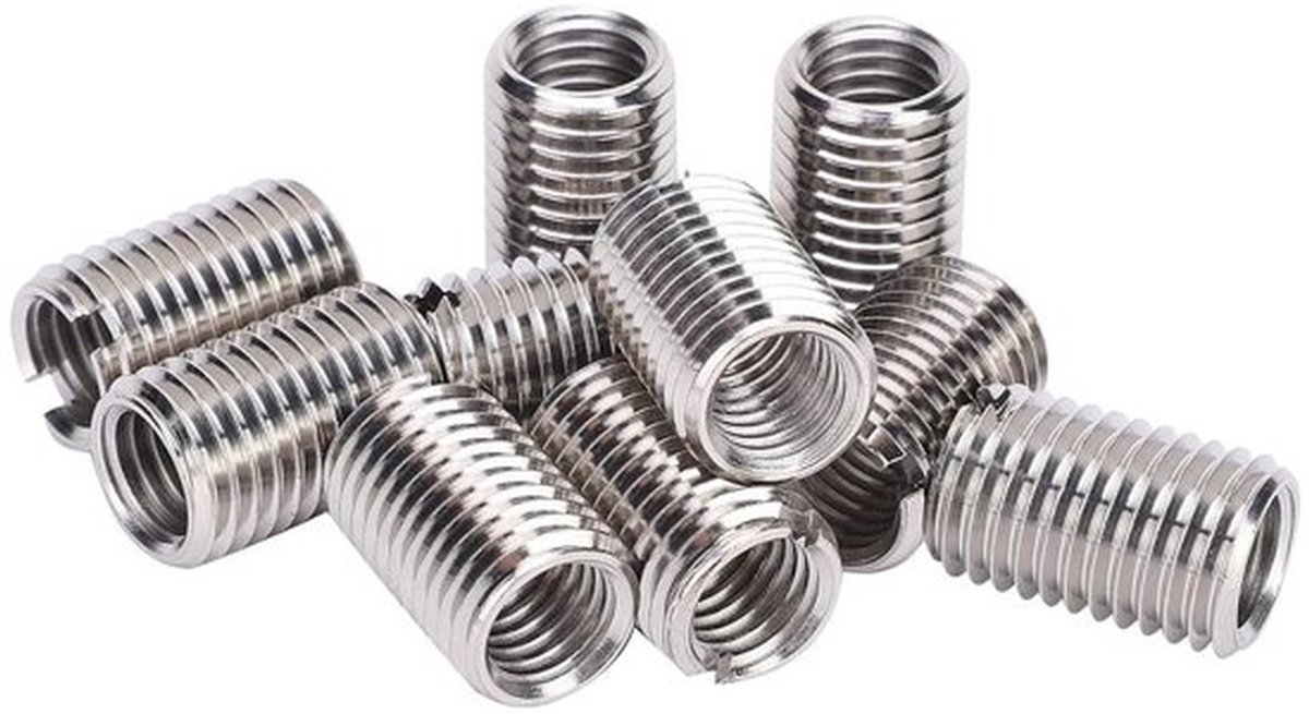 Set van 10 RVS Reduceermoeren M12 X 1,75 - M16 X 2 25 mm - Reparatie-inzetmoer - Schroefdraad Conversiekit