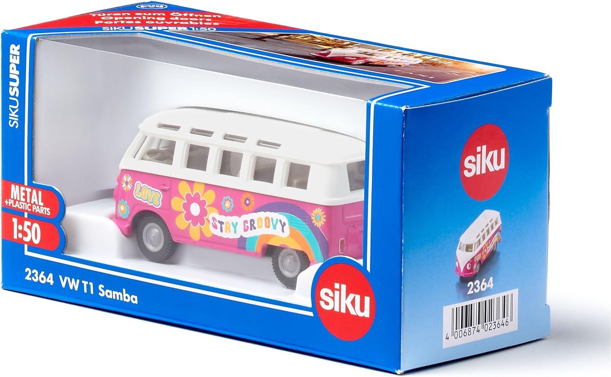 SIKU Super VW T1 Samba Flower Power - metalen model 1:50 thumbnail 4