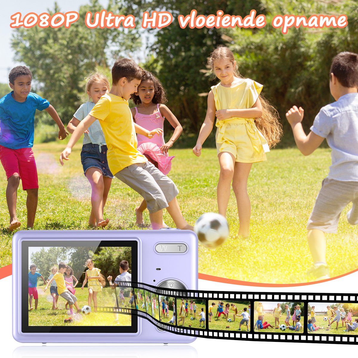 Digitale Camera 44MP - 1080P FHD Video - 2.4 Inch LCD Scherm - 16X Digitale Zoom - Compacte en Draagbare Vlogcamera - Anti Shake Functie - Inclusief 32GB SD Kaart - Paars thumbnail 2