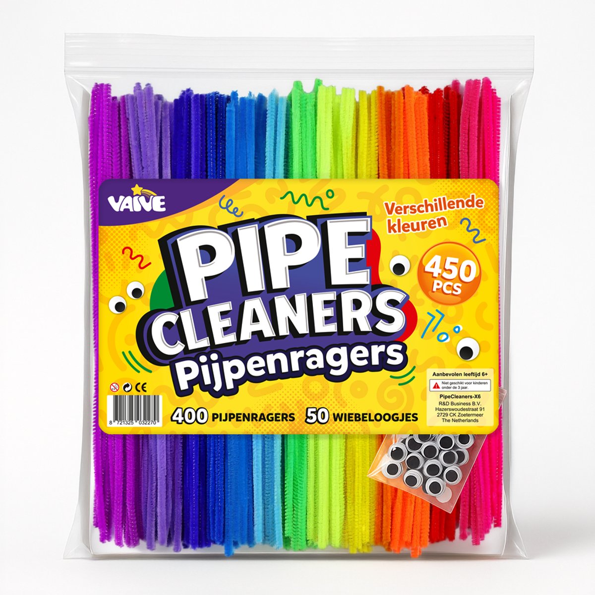 Vaive Pijpenragers & Wiebeloogjes 450-delig - Knutselset - Knutselen Meisjes & Jongens - Knutselkoffer - Knutselspullen Kinderen - Knutselpakketten — afbeelding 7