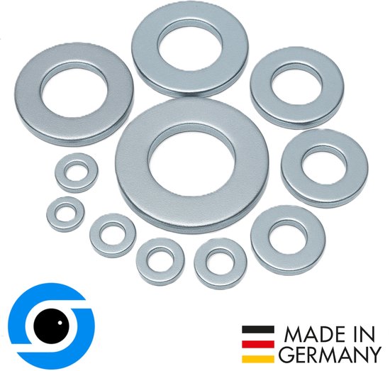 Rondelles d'arrêt M6 DIN125 forme A plate, rondelles d'arrêt zinguées Rondelles de carrosserie en acier zingué (M6, 100)