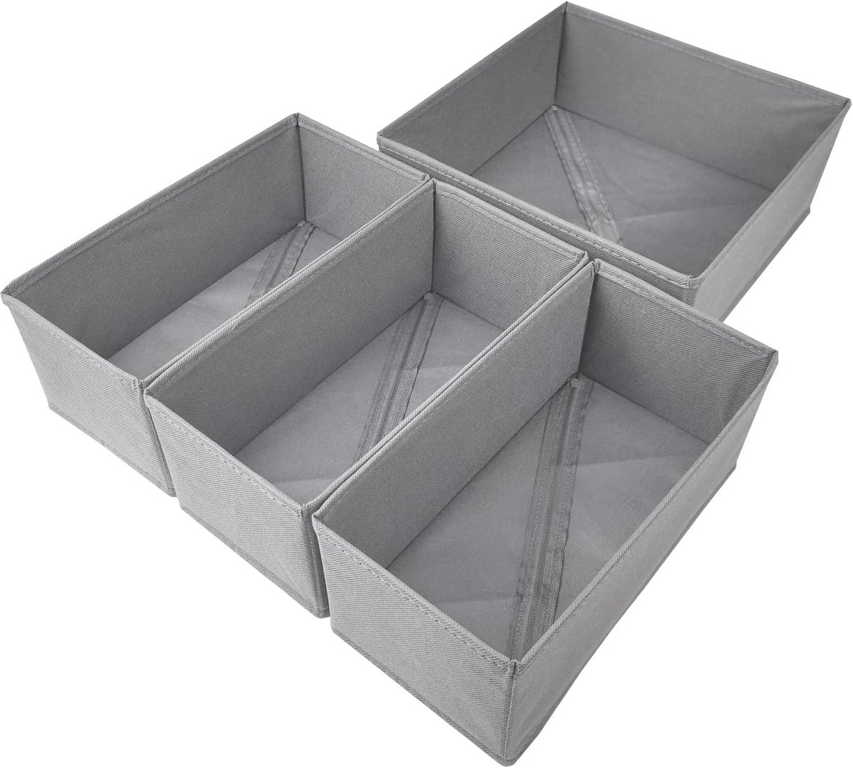 Ladeorganisatoren Set van 4 - Grijs Dressoir Ladeverdeler voor Sokken en Ondergoed