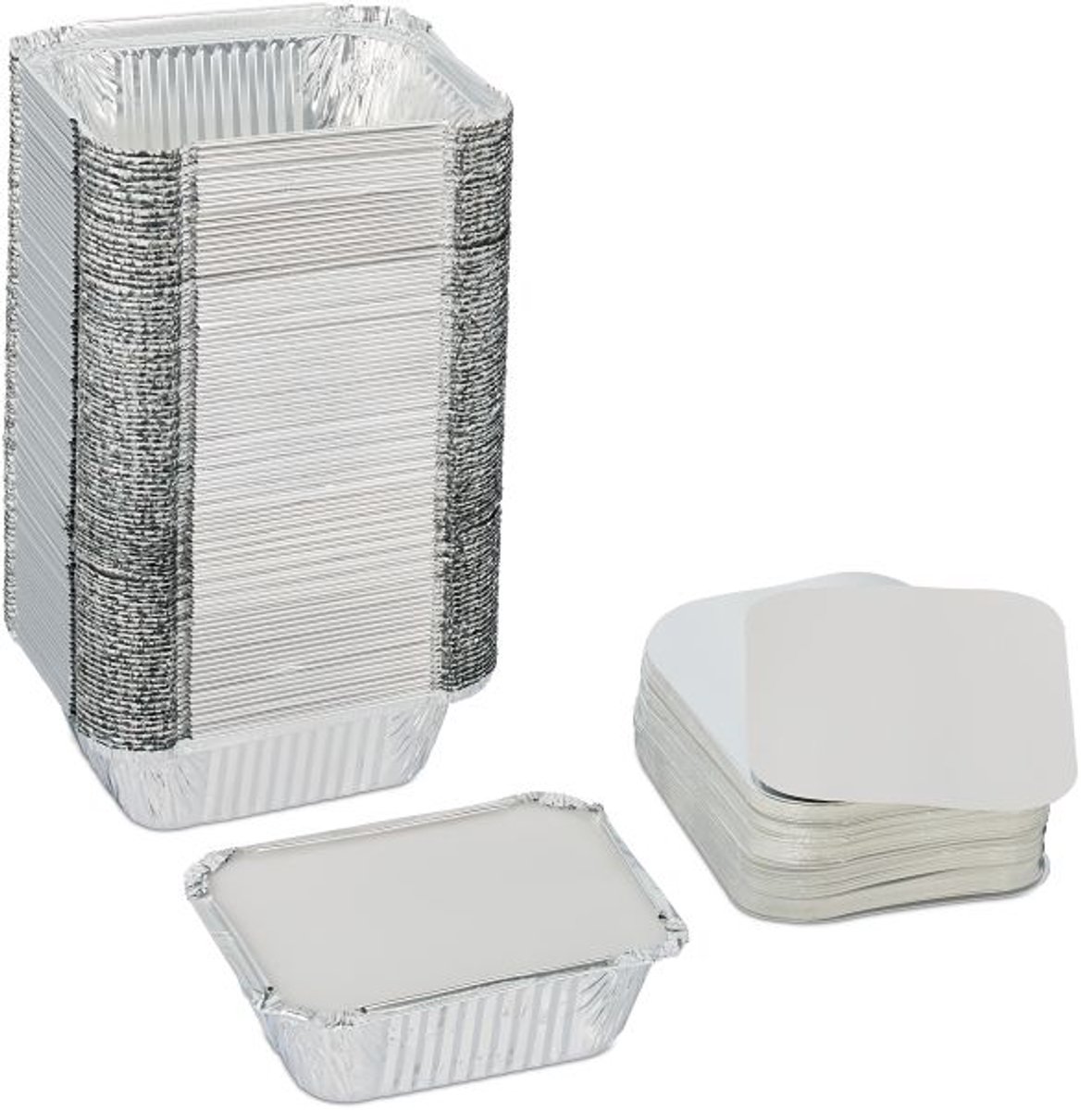 Doodadeals® Aluminium Bakjes met Deksel – Set 100 × 260 ml – Hittebestendig tot 260 °C – 4×13×10 cm