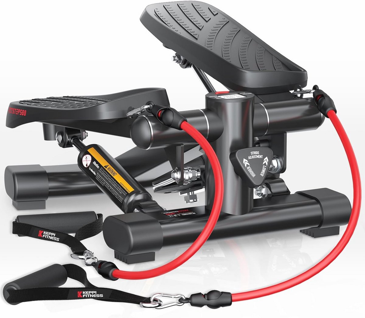 Mini Stepper voor Cardio Fitness - Volledige Lichaamstraining en Weerstandsbanden - Geschikt tot 158 kg