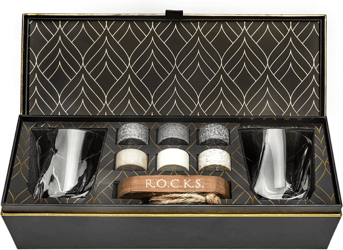 Doodadeals® The Connoisseur’s Set – Twist Whiskey Glass Edition – Whiskeyglazen Set + Stones - Het cadeau voor Kerst