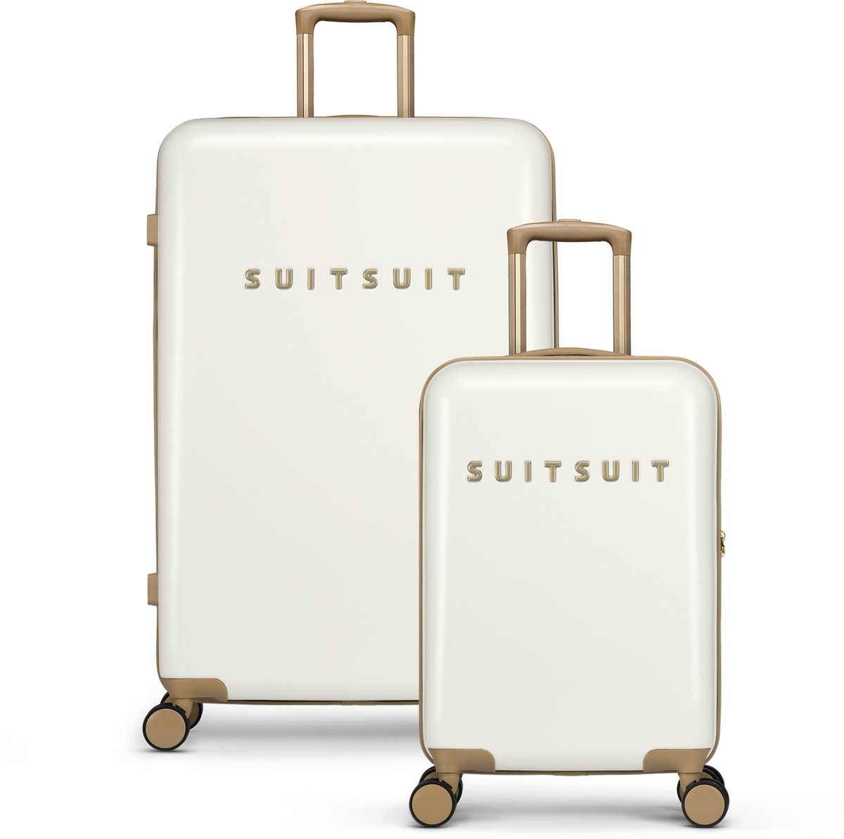 SUITSUIT Kofferset 2 delig - Reiskoffer groot - Handbagage koffer - Koffer set - Veilig TSA cijferslot - Reiskoffer set - Reiskoffer met wielen - Fusion kofferset White Sawn