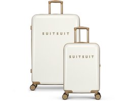 SUITSUIT Kofferset 2 delig - Reiskoffer groot - Handbagage koffer - Koffer set - Veilig TSA cijferslot - Reiskoffer set - Reiskoffer met wielen - Fusion kofferset White Sawn
