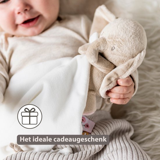 Nattou FanFan Baby Knuffeldoekje met Knuffel - 27 x 27 cm - Doudou Olifant - Baby Cadeau - Gebroken Wit van Nattou — afbeelding 5