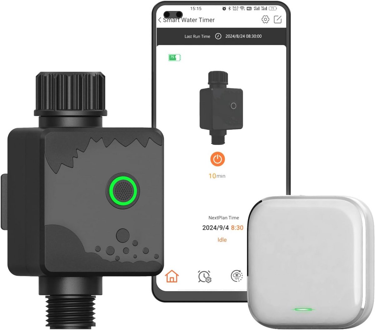 Slimme WiFi-tuin watertimer voor 1 zone - Zwarte sproeier voor gazons en tuinen