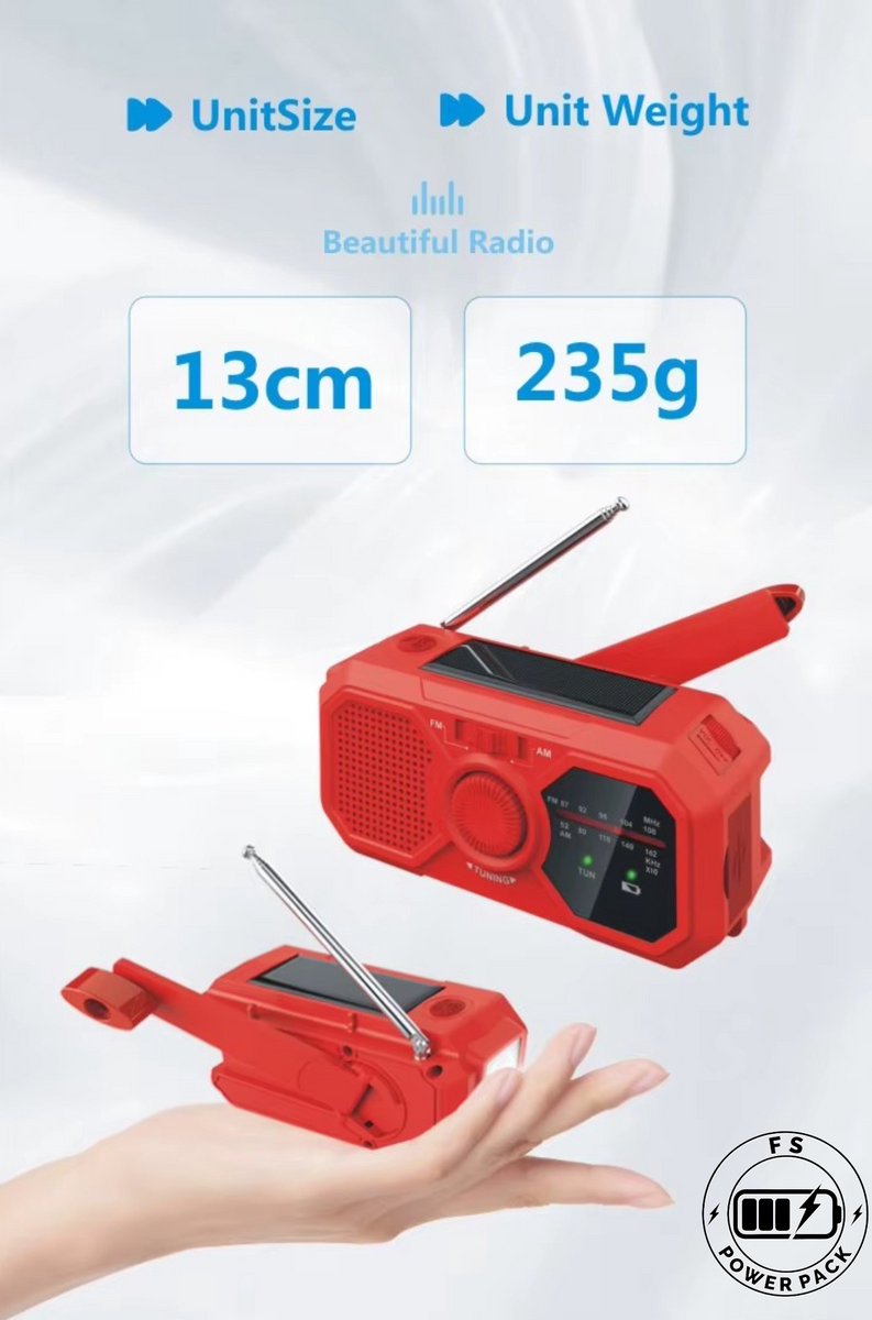 Noodpakket! Multifunctionele Powerbank Radio LED- zaklamp - afbeelding 2