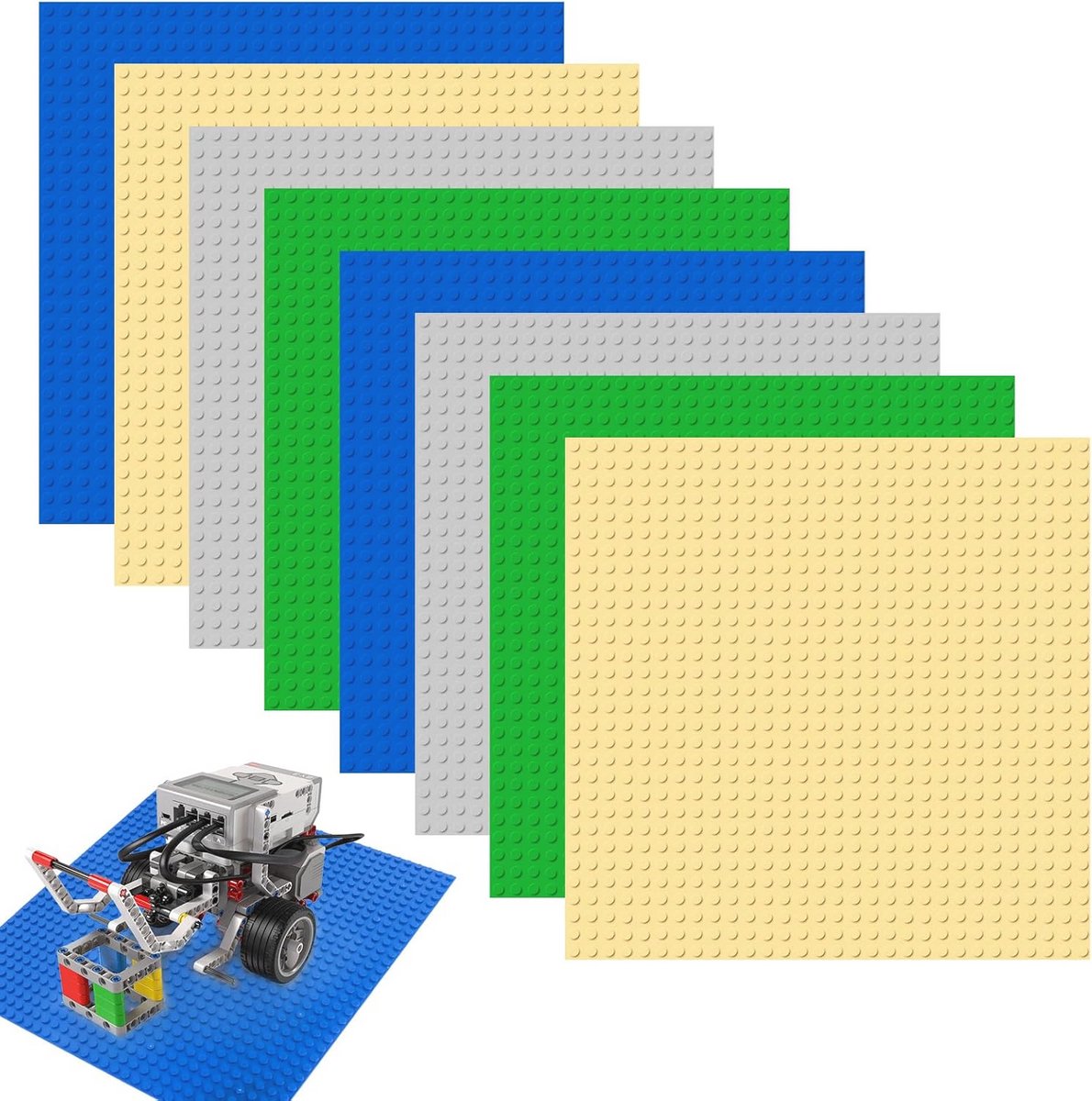 8 Stuks Bouwplaten 25,5 x 25,5 cm - Compatibel met Alle Grote Merken