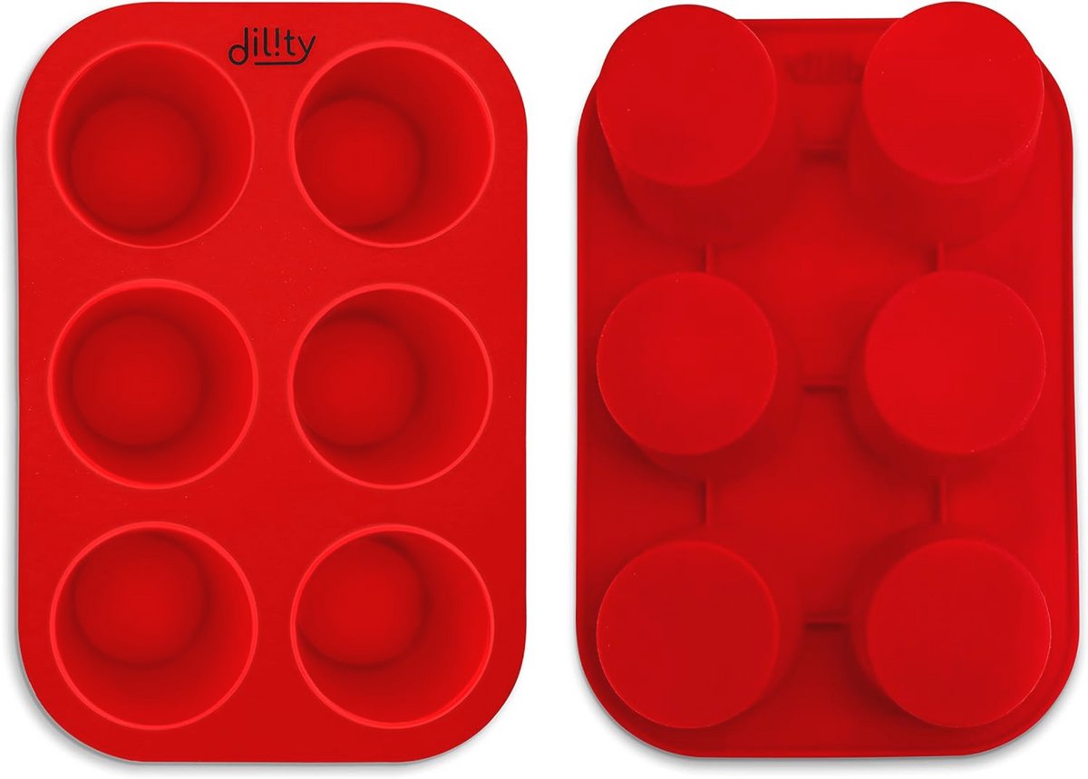 Diepe en Grote Muffinlade met Siliconen Cupcake Mallen - 2-Pack