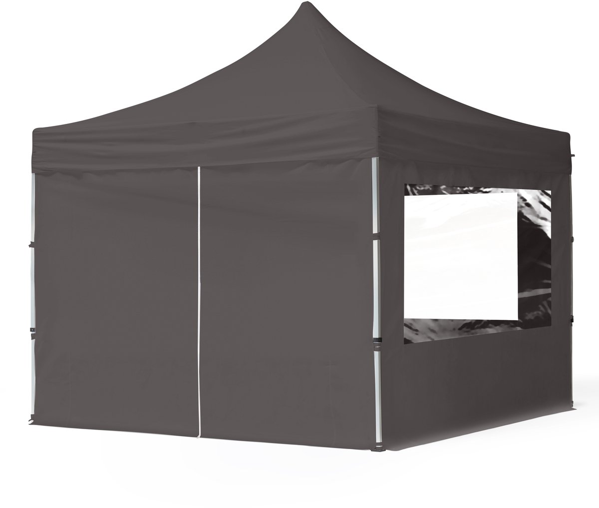 Vouwpaviljoen vouwtent 3 x 3 m 4 zijdelen 32 mm aluminium paviljoen partytent PES300 100% waterdicht grijs