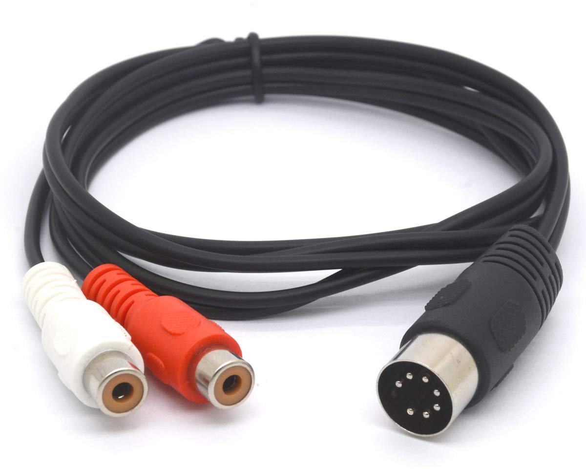 Din 7 Pin Male naar Dual RCA Female Audiokabel 1 Meter